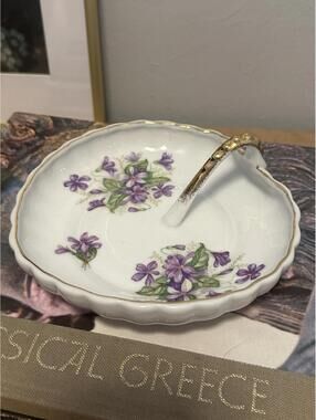 VTG Porcelain Lemon Dish Spring Violets Pattern Rossetti China Occupied Japan